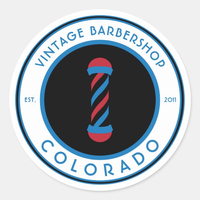 customisable barbershop pole classic round sticker (Front)