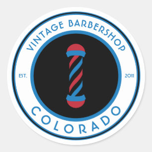 customisable barbershop pole classic round sticker