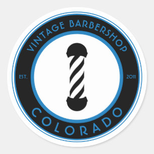 customisable barbershop pole classic round sticker