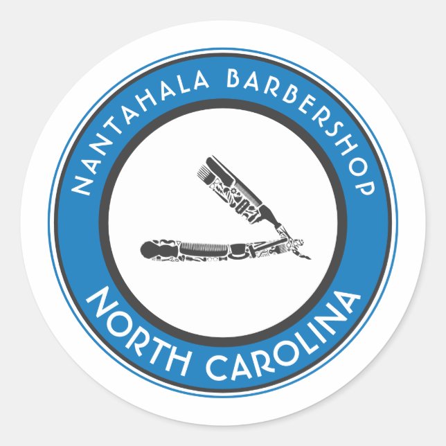 customisable barbershop razor icons classic round  classic round sticker (Front)