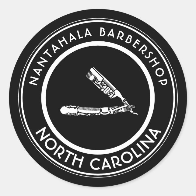 customisable barbershop razor icons classic round  sticker (Front)