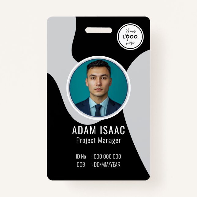 Customisable Barcode Logo Name Tag Staff  ID Badge (Front)