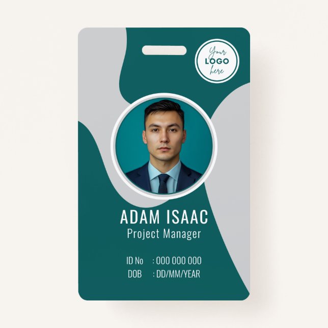 Customisable Barcode Logo Name Tag Staff  ID Badge (Front)