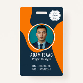 Customisable Barcode Logo Name Tag Staff ID Badge