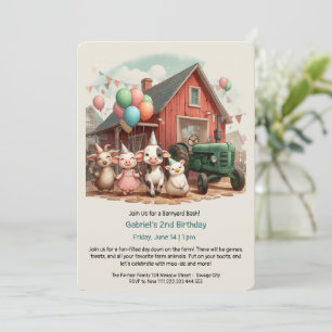 Customisable Barnyard Animal Birthday Invitation 
