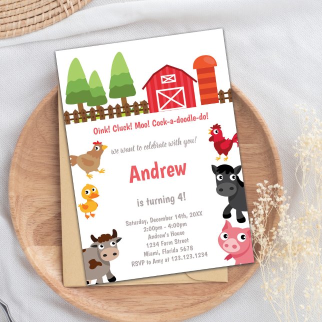 Customisable Barnyard Birthday Invitation (Barnyard birthday invitations)