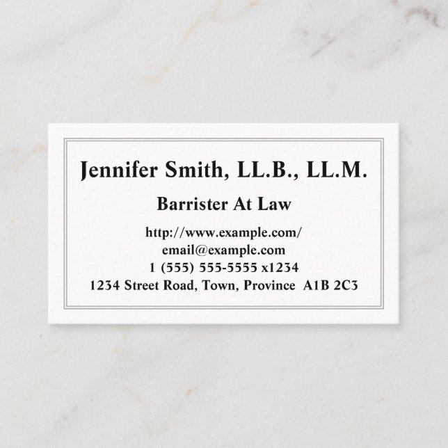Customisable Barrister At Law Business Card (Front)