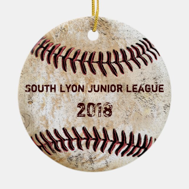 Customisable Baseball Coach Ornaments, Your Text Ceramic Tree Decoration (Front)