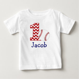 Customisable Baseball First birthday shirt 1 year