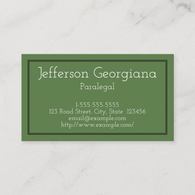 Customisable & Basic Paralegal Business Card (Front)
