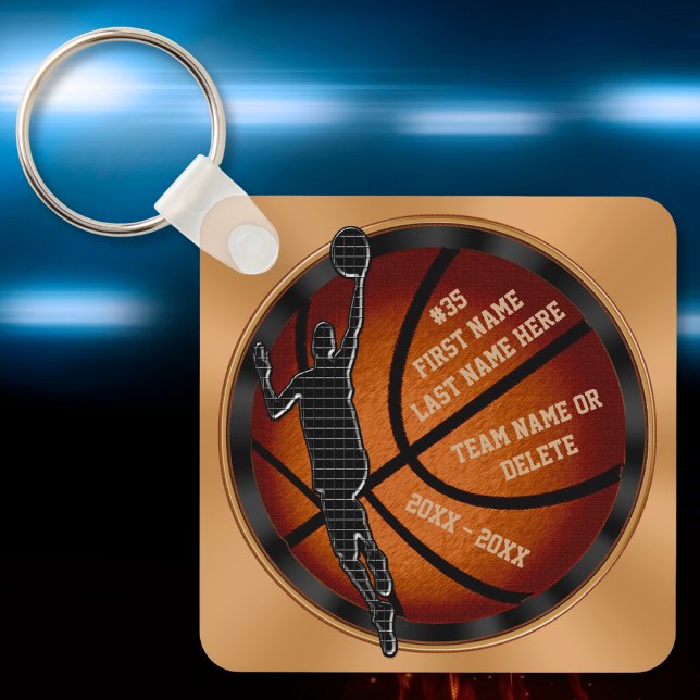 Customisable, Basketball Gifts Ideas, Key Ring (Cool basketball gifts. Basketball senior night gift ideas. Basketball bag tags, for players, guys.)