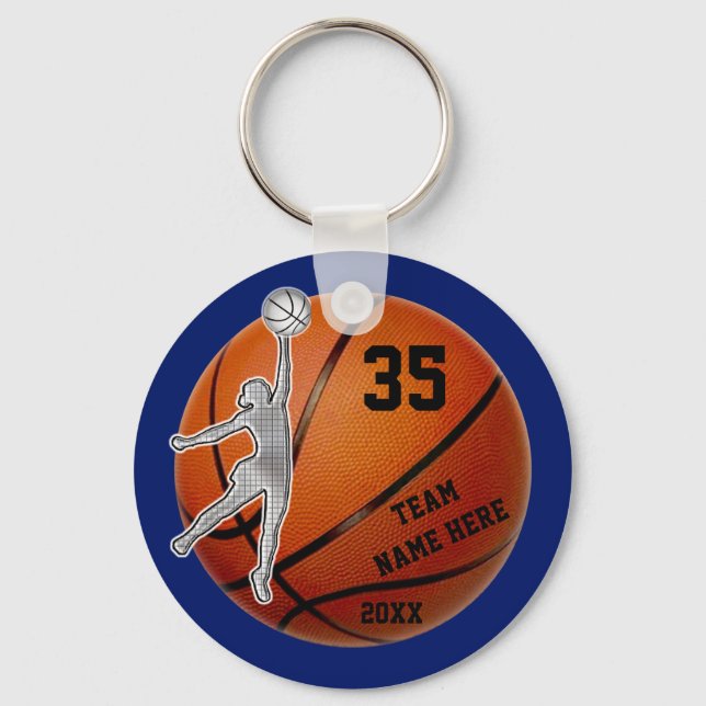 Customisable Basketball Team Gift Ideas for Girls Key Ring (Front)