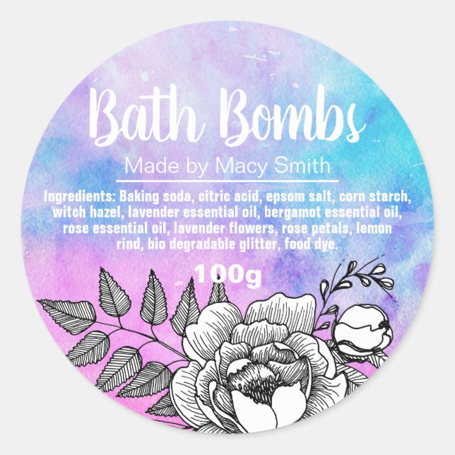 Customisable Bath Bomb Label (Front)