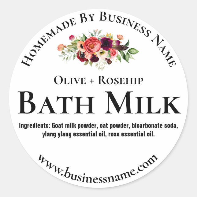 Customisable Bath Milk Label (Front)