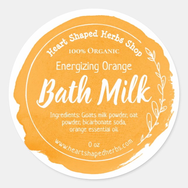 Customisable Bath Milk Label Handmade Business (Front)