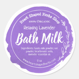 Customisable Bath Milk Label Handmade Business