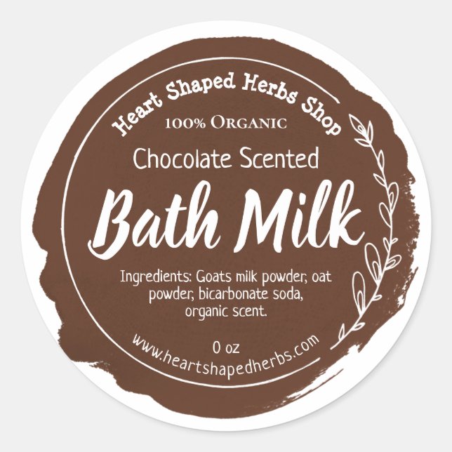 Customisable Bath Milk Label Handmade Business (Front)