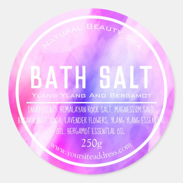 Customisable Bath Salt Label (Front)