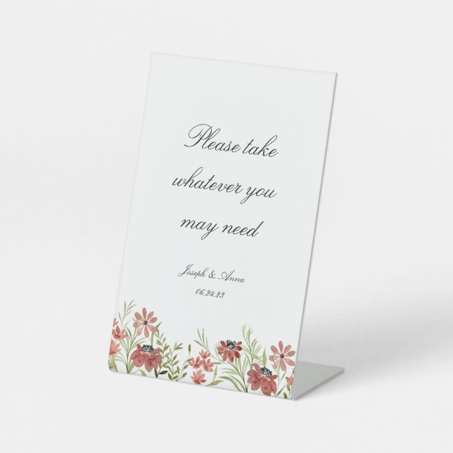 Customisable Bathroom Sign in Burgundy Wildflower (Front)