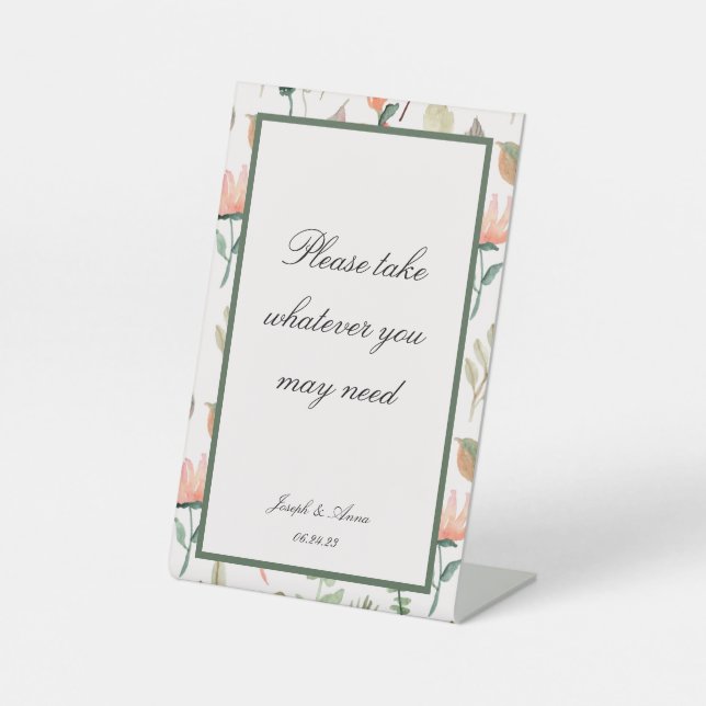 Customisable Bathroom Sign in Garden Green Floral (Front)