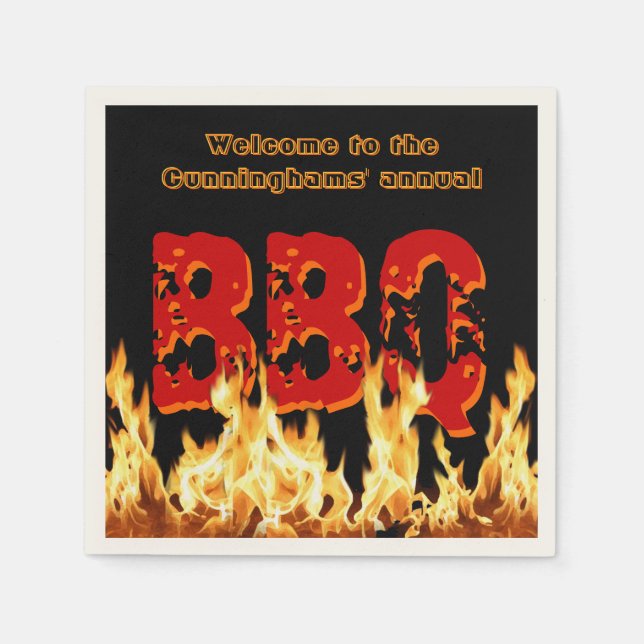 (Customisable) BBQ Napkins on Fire (Front)