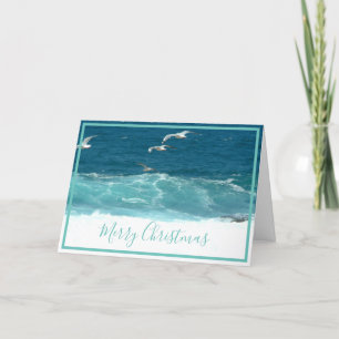 Customisable Beach Ocean  Christmas Greeting Card
