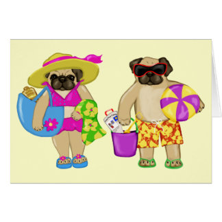 Customisable Beach Pug Cards