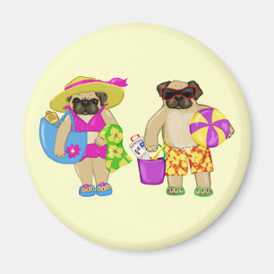 Customisable Beach Pug Magnets