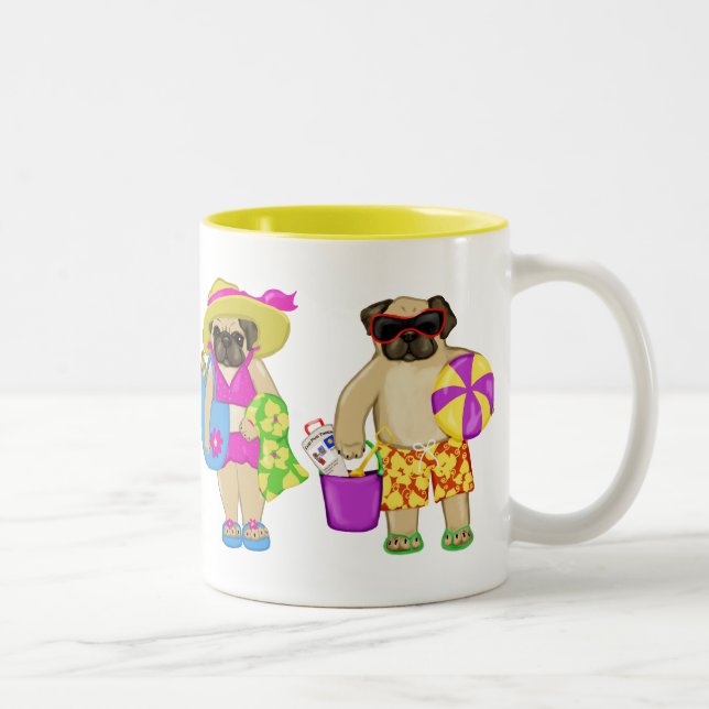 Customisable Beach Pug Mugs (Right)