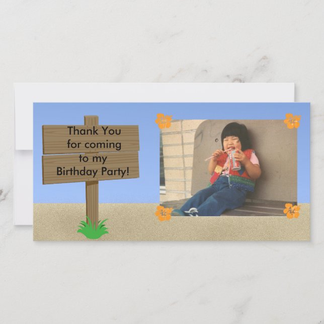 Customisable Beach Sign Photo Card (Front)