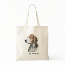 Customisable beagle canvas tote