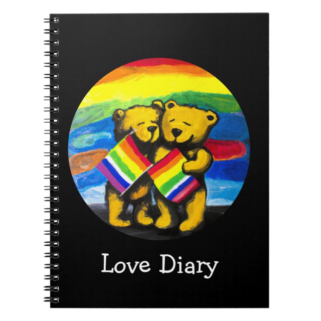 Customisable Bears Love Couple LGBT Rainbow Flag Notebook (Front)