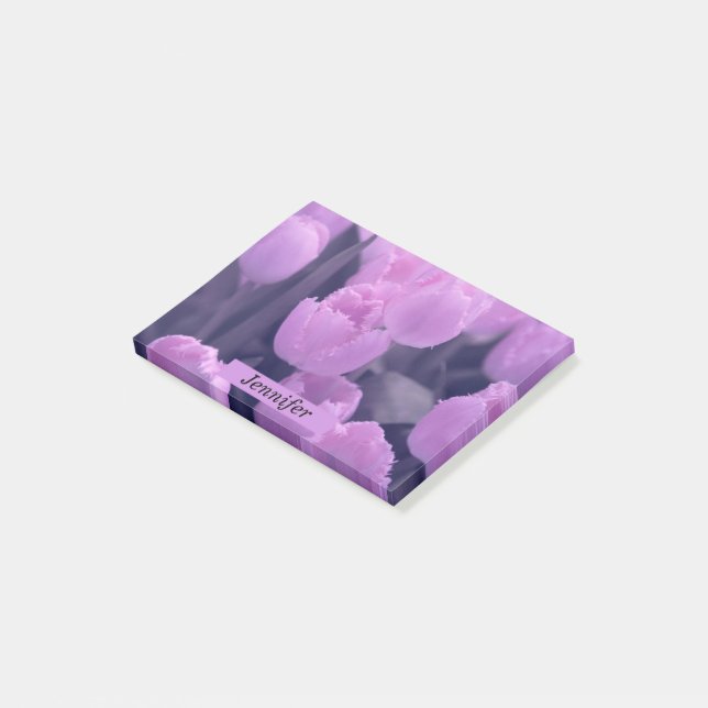Customisable Beautiful Purple Tulip Back to School Post-it Notes (Angled)