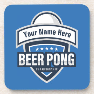 Customisable Beer Pong Championship Logo Coaster