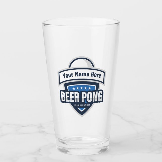 Customisable Beer Pong Championship Logo Glass (Front)