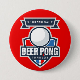 Customisable Beer Pong Tournament Logo 7.5 Cm Round Badge