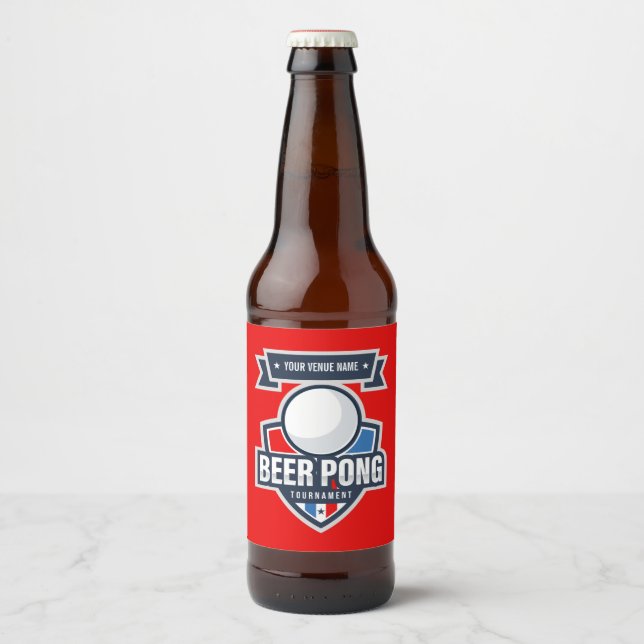 Customisable Beer Pong Tournament Logo Beer Bottle Label (Front)