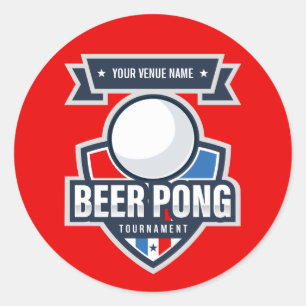 Customisable Beer Pong Tournament Logo Classic Round Sticker
