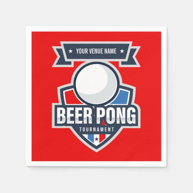 Customisable Beer Pong Tournament Logo Napkin (Front)