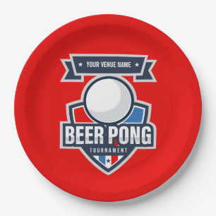 Customisable Beer Pong Tournament Logo Paper Plate