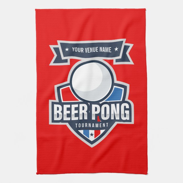 Customisable Beer Pong Tournament Logo Tea Towel (Vertical)