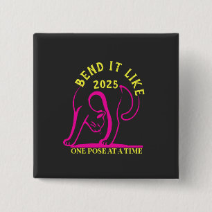 Customisable "Bend It Like 2025" Yoga Cat 15 Cm Square Badge