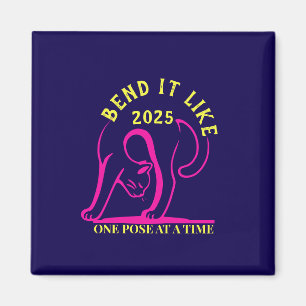 Customisable "Bend It Like 2025" Yoga Cat Magnet