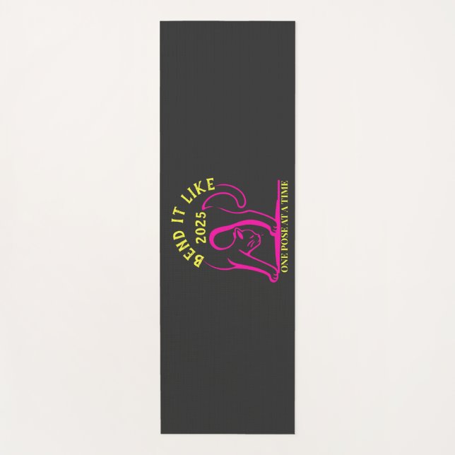 Customisable "Bend It Like 2025" Yoga Cat Mat (Front)