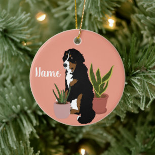 Customisable Bernese Mountain Dog Ceramic Tree Decoration