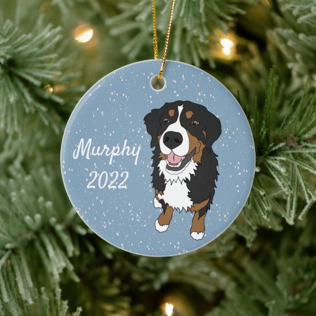 Customisable Bernese Mountain Dog Ceramic Tree Decoration (Tree)