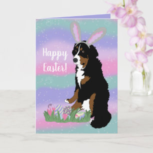 Customisable Bernese Mountain Dog  Easter Card