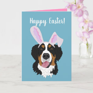 Customisable Bernese Mountain Dog Easter Card