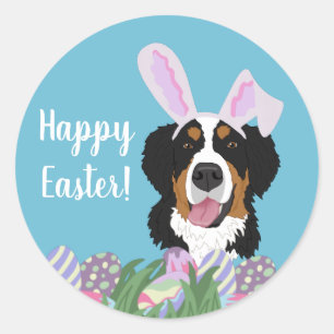 Customisable Bernese Mountain Dog Easter Classic Round Sticker