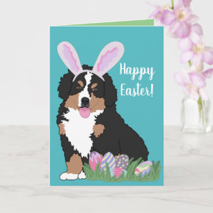 Customisable Bernese Mountain Dog Puppy Easter Card